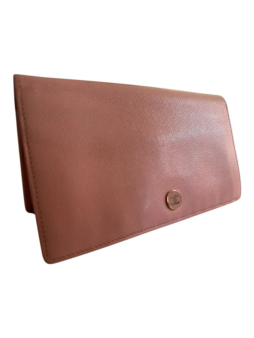 CHANEL Vintage Coco Button Yen Long Wallet – Dusty Pink Caviar Leather